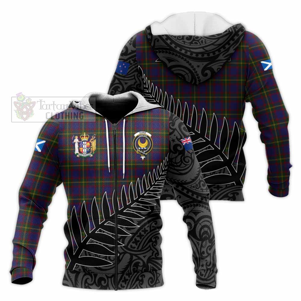 Tartan Vibes Clothing Durie Crest Tartan Knitted Hoodie with New Zealand Silver Fern Half Style