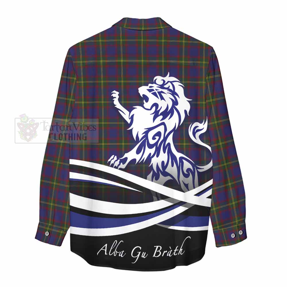 Tartan Vibes Clothing Durie Tartan Women's Casual Shirt with Alba Gu Brath Regal Lion Emblem