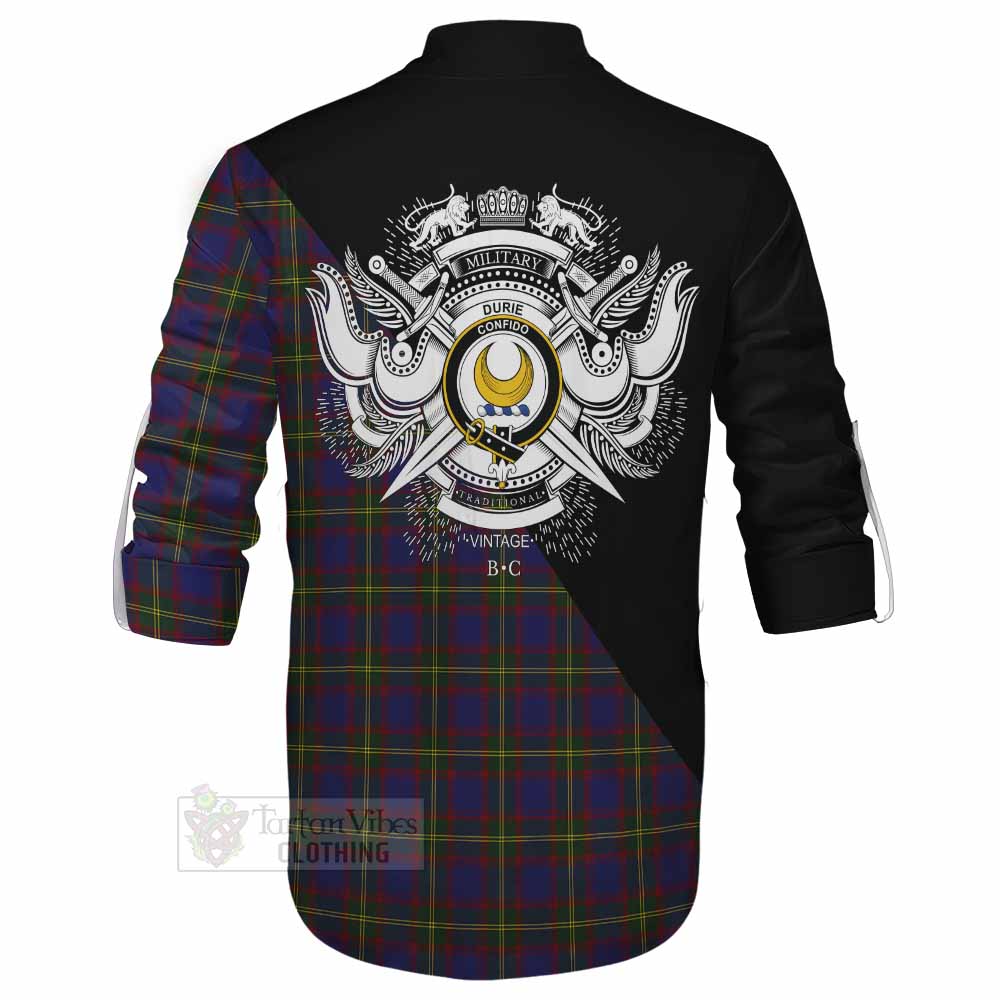 Tartan Vibes Clothing Durie Tartan Ghillie Kilt Shirt with Family Crest and Military Logo Style