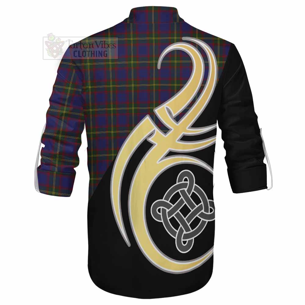 Tartan Vibes Clothing Durie Tartan Ghillie Kilt Shirt with Family Crest and Celtic Symbol Style