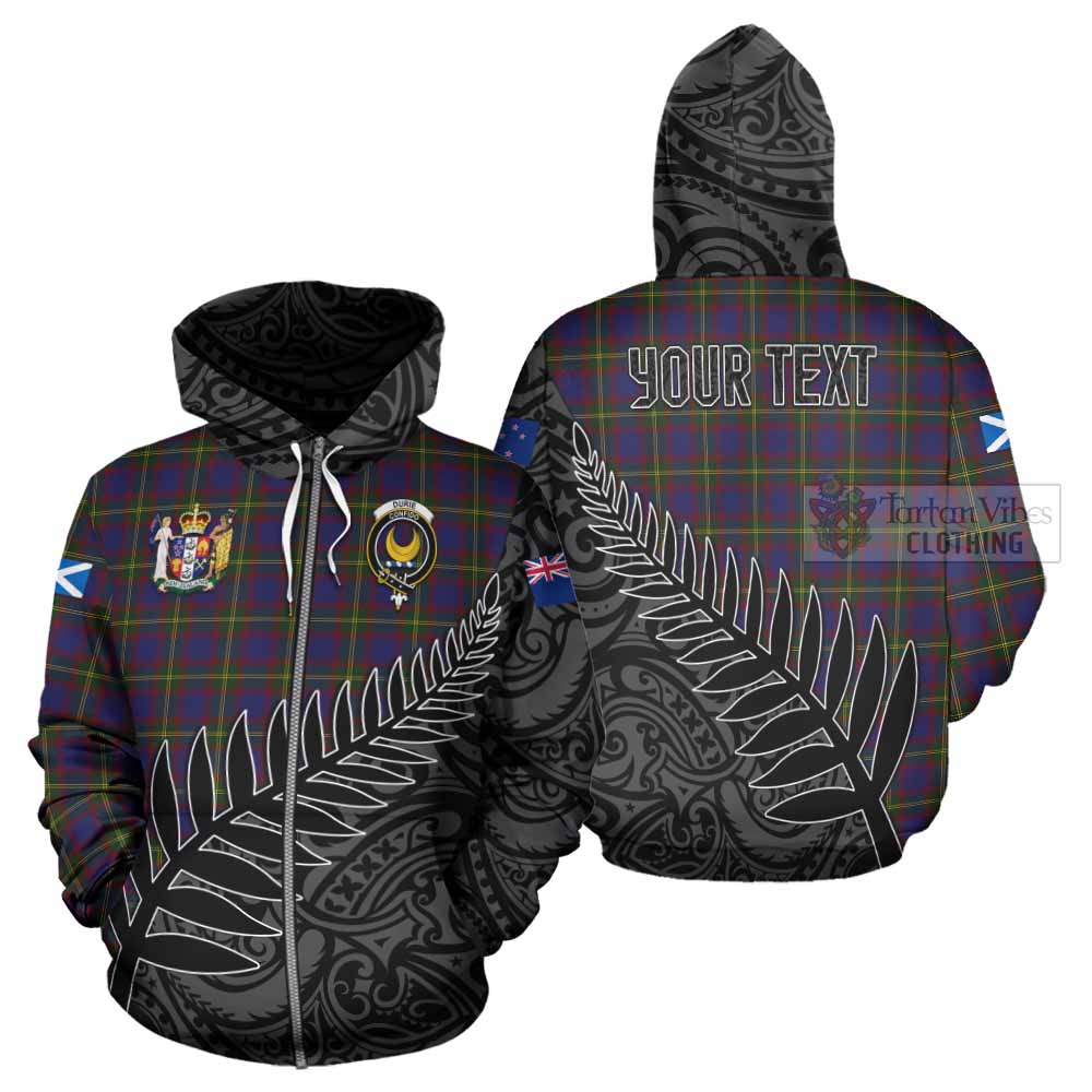 Tartan Vibes Clothing Durie Crest Tartan Hoodie with New Zealand Silver Fern Half Style