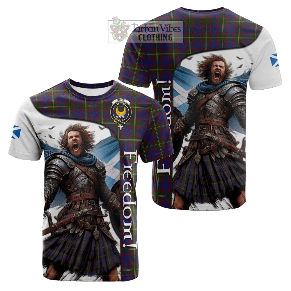 Tartan Vibes Clothing Durie Crest Tartan Cotton T-shirt Inspired by the Freedom of Scottish Warrior