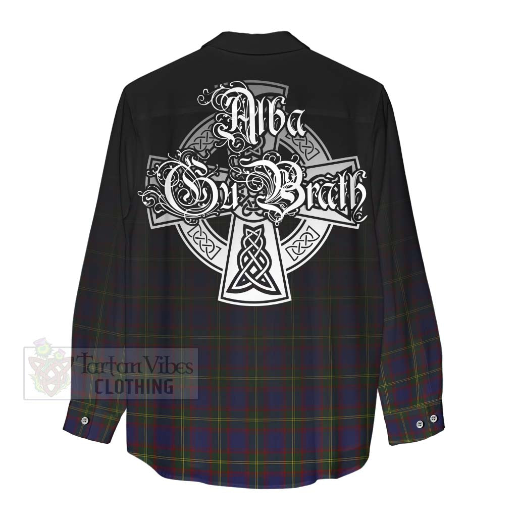 Tartan Vibes Clothing Durie Tartan Women's Casual Shirt Featuring Alba Gu Brath Family Crest Celtic Inspired