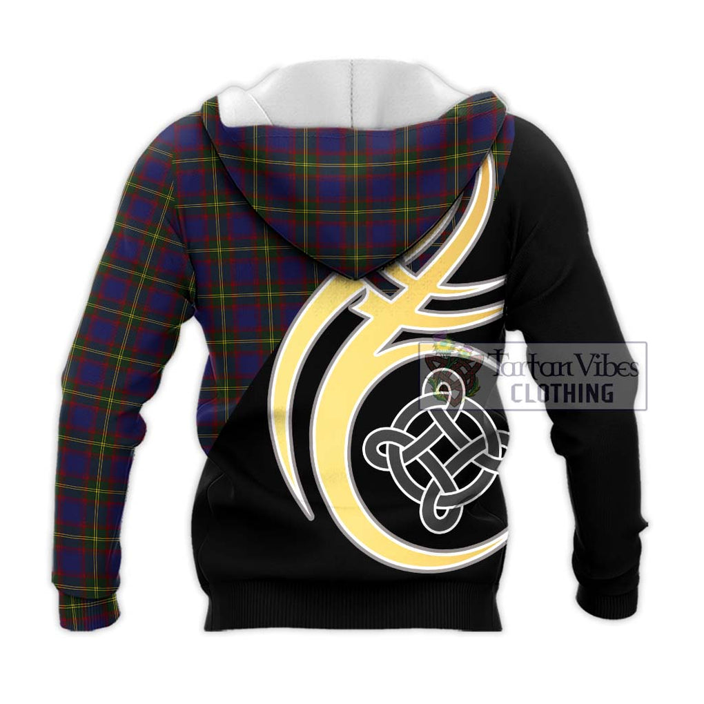 Durie Tartan Knitted Hoodie with Family Crest and Celtic Symbol Style - Tartan Vibes Clothing