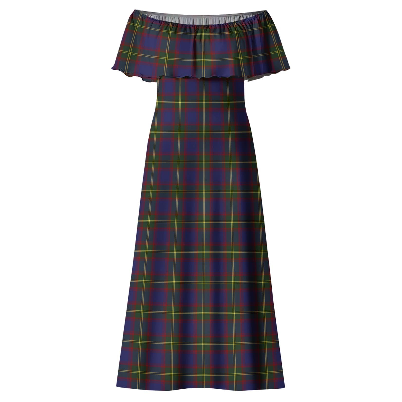 Durie Tartan Off Shoulder Long Dress - Tartanvibesclothing