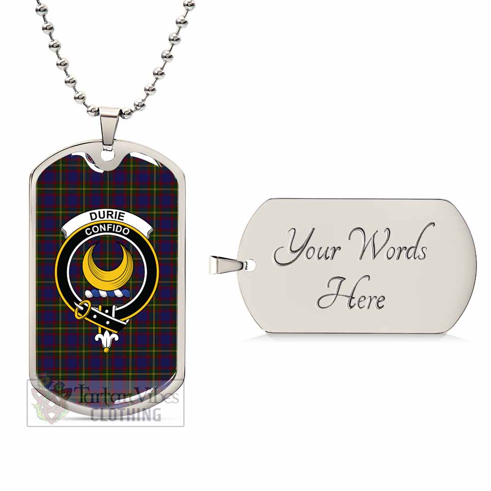 Tartan Vibes Clothing Durie Tartan Dog Tag Necklace with Family Crest