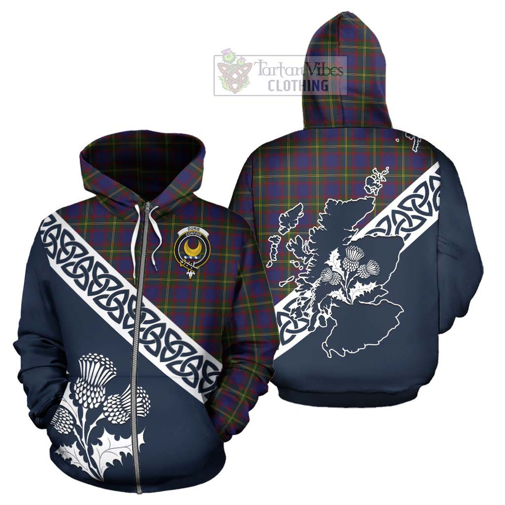 Tartan Vibes Clothing Durie Tartan Hoodie Featuring Thistle and Scotland Map