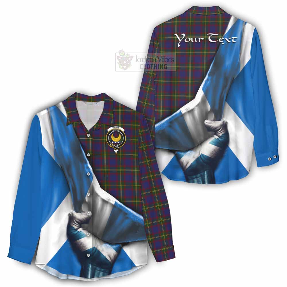 Tartan Vibes Clothing Durie Tartan Women's Casual Shirt with Family Crest Scotland Patriotic Style