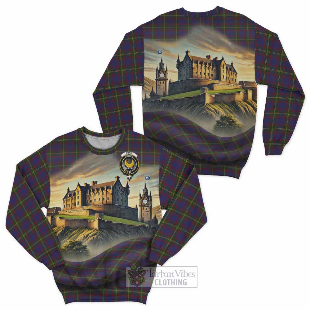 Durie Tartan Family Crest Sweatshirt with Scottish Ancient Castle Style - Tartan Vibes Clothing