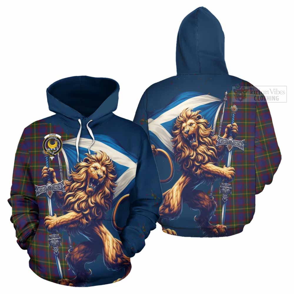 Tartan Vibes Clothing Durie Tartan Family Crest Hoodie with Scottish Majestic Lion