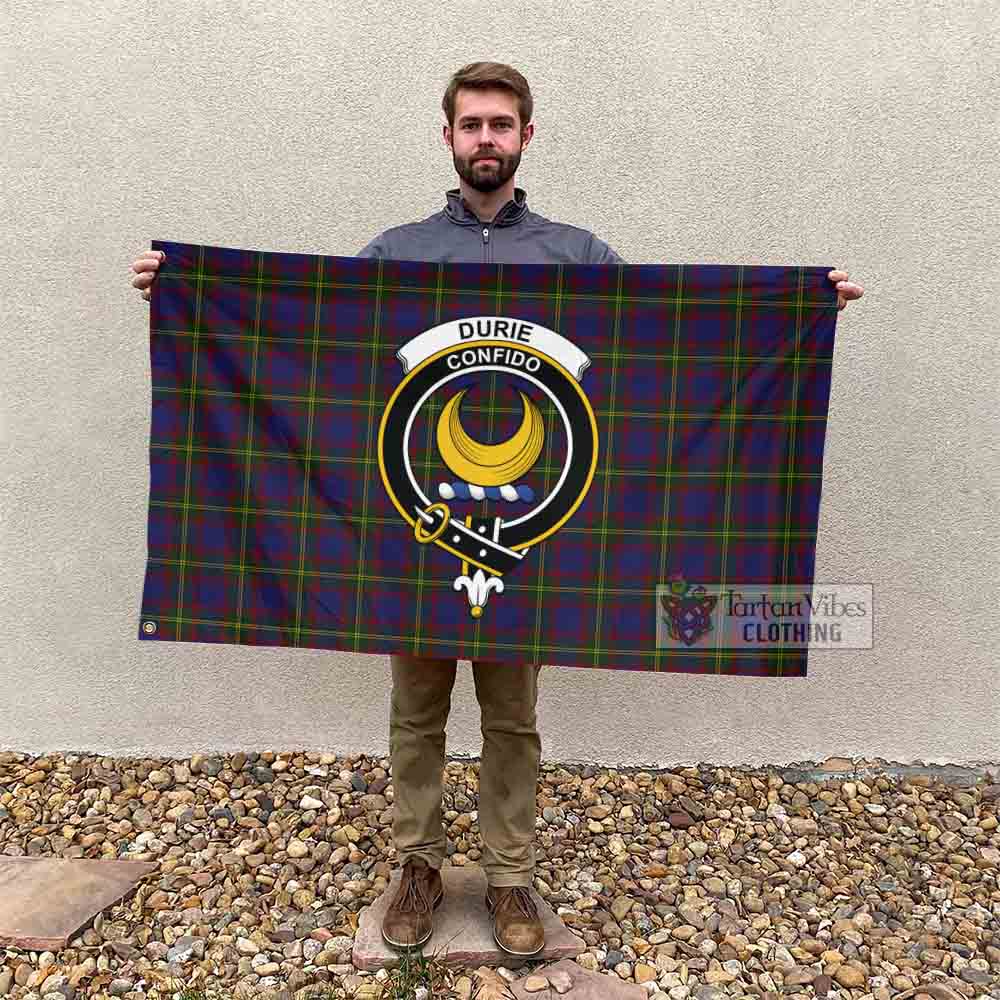 Tartan Vibes Clothing Durie Tartan House Flag with Family Crest