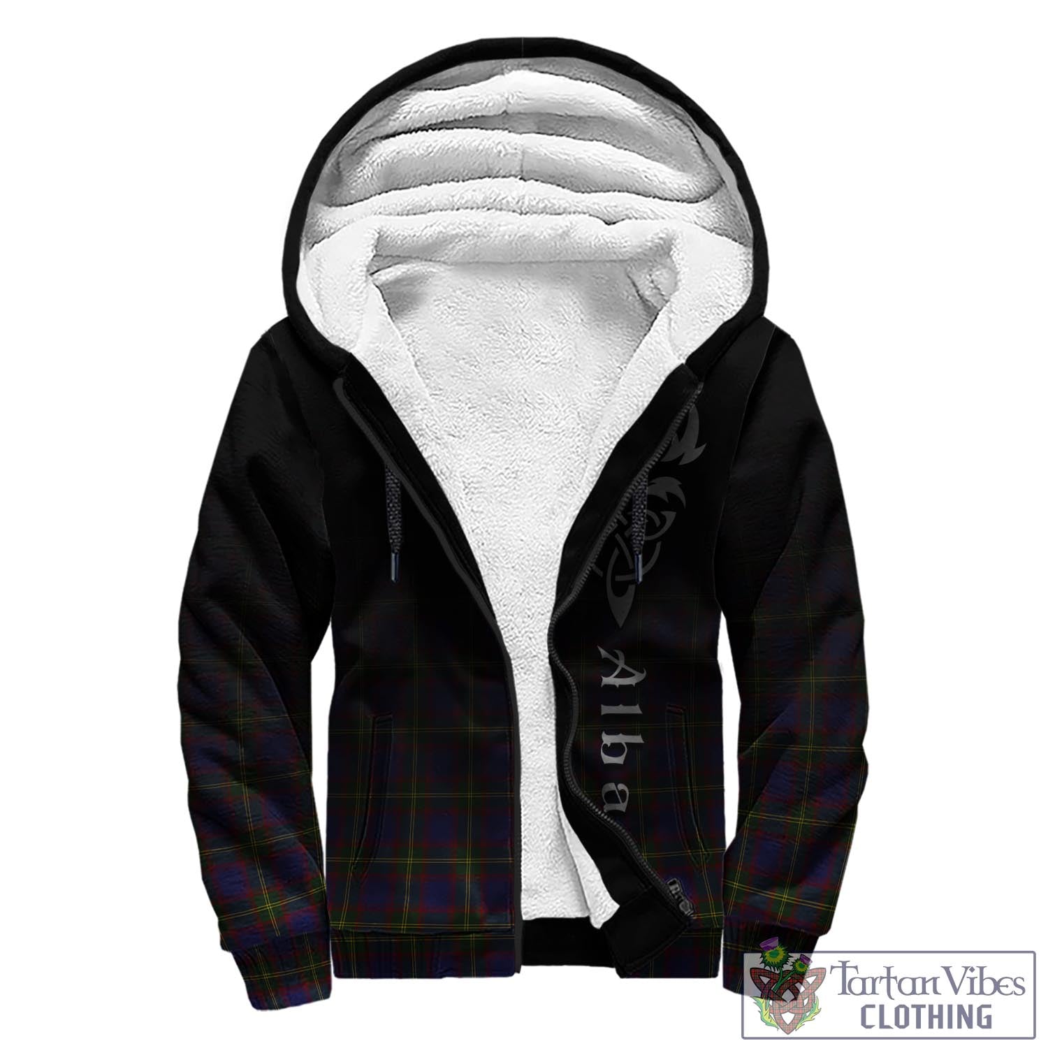 Tartan Vibes Clothing Durie Tartan Sherpa Hoodie Featuring Alba Gu Brath Family Crest Celtic Inspired