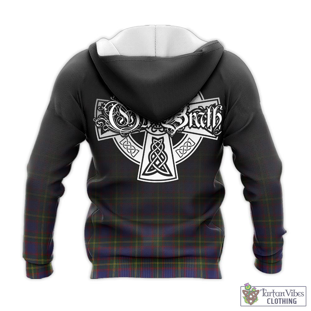 Tartan Vibes Clothing Durie Tartan Knitted Hoodie Featuring Alba Gu Brath Family Crest Celtic Inspired