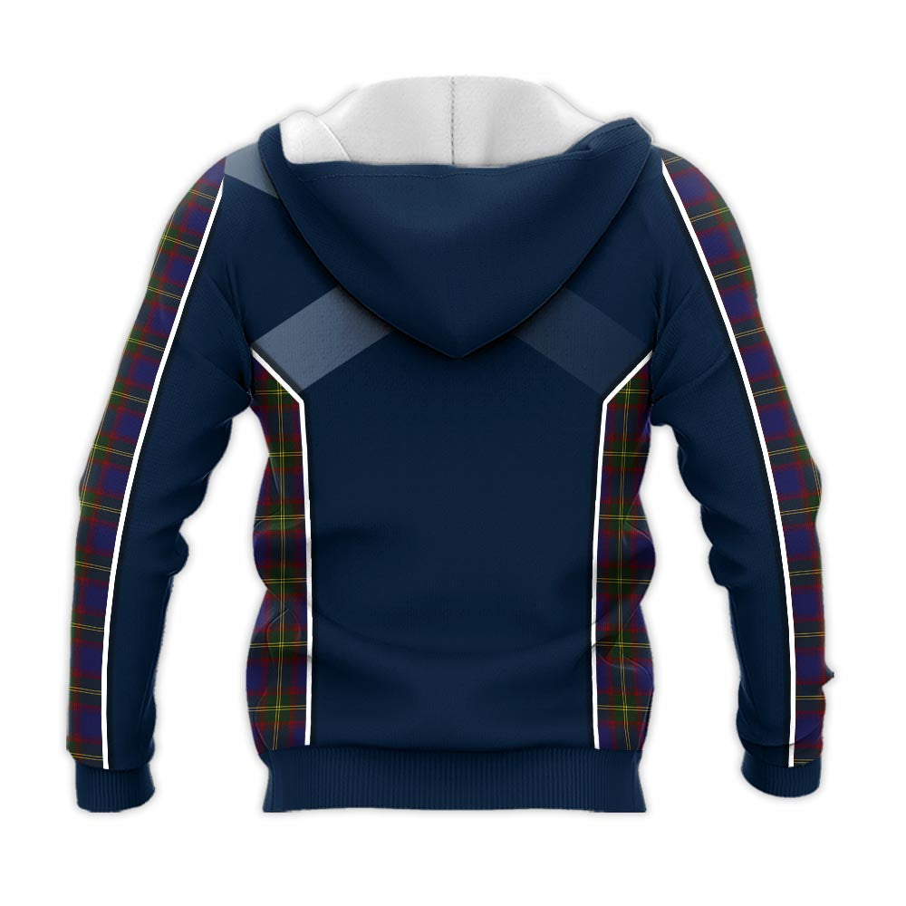 Tartan Vibes Clothing Durie Tartan Knitted Hoodie with Family Crest and Scottish Thistle Vibes Sport Style