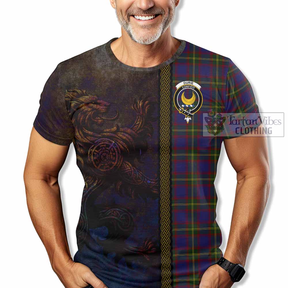 Durie Tartan Family Crest T-Shirt Alba Gu Brath Be Brave Lion Ancient Style - Tartan Vibes Clothing
