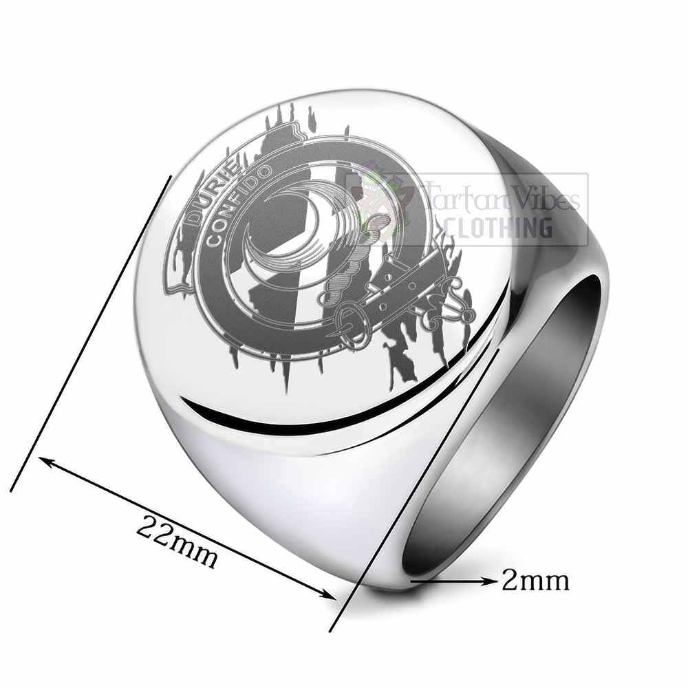 Tartan Vibes Clothing Durie Clan Crest Engraved Ring Scotland In Me Style