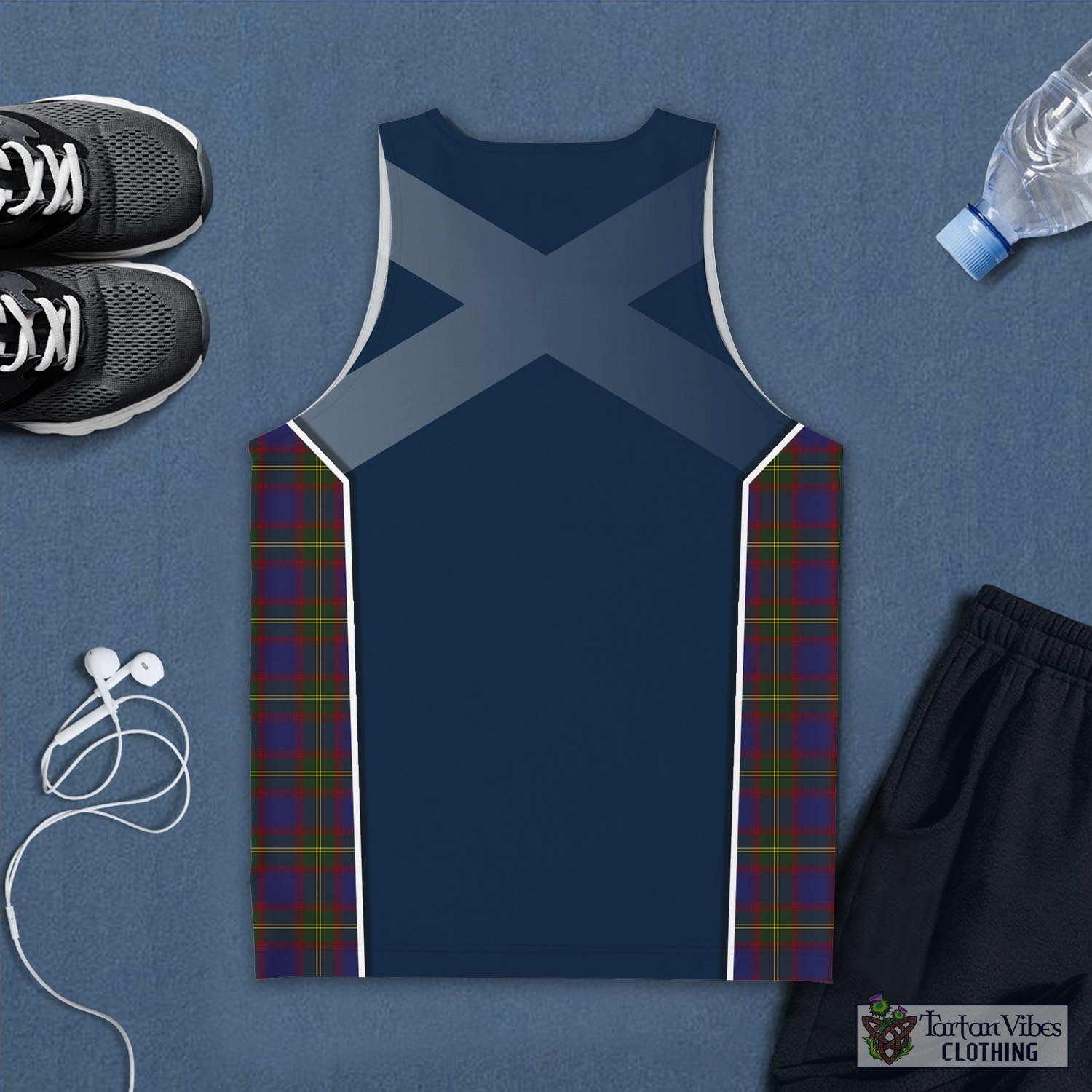 Tartan Vibes Clothing Durie Tartan Men's Tanks Top with Family Crest and Scottish Thistle Vibes Sport Style