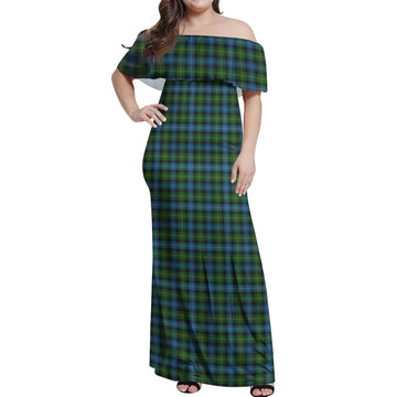 Dyce Tartan Off Shoulder Long Dress