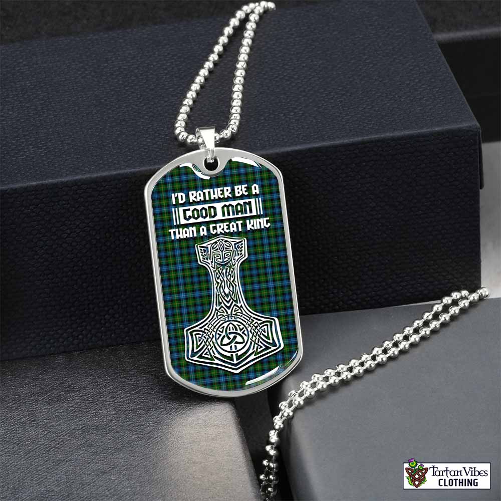 Tartan Vibes Clothing Dyce Tartan Dog Tag Necklace Viking Mjolnir Style