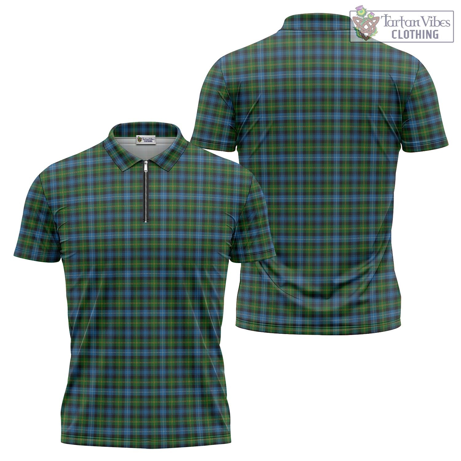 Tartan Vibes Clothing Dyce Tartan Zipper Polo Shirt