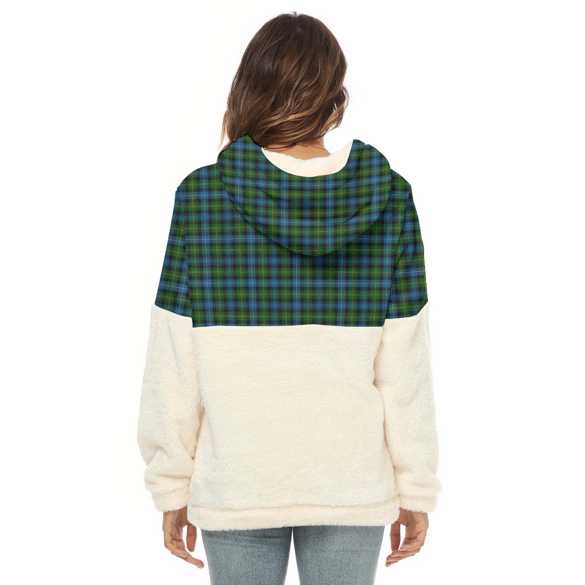 Dyce Tartan Women's Borg Fleece Hoodie With Half Zip - Tartan Vibes Clothing