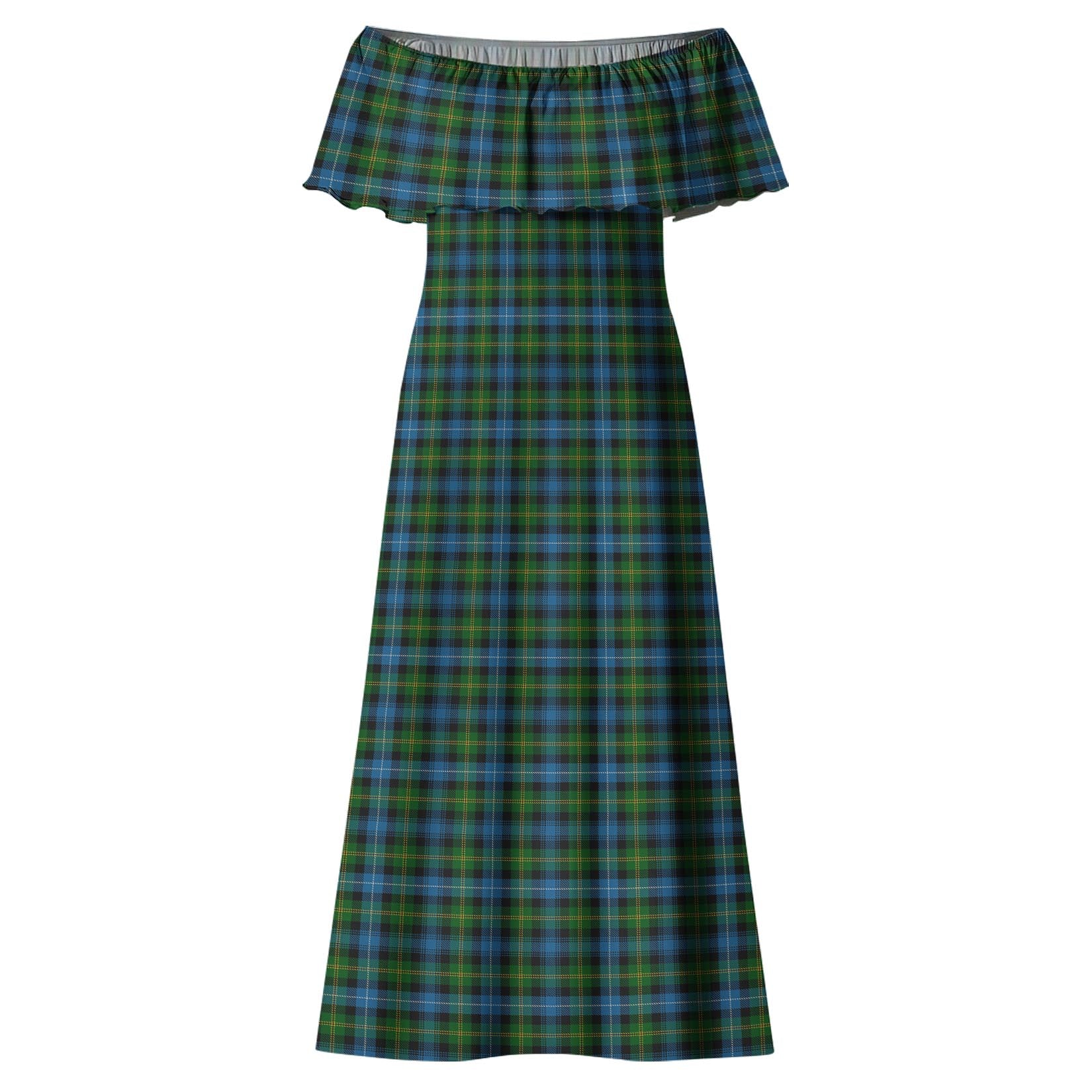 Dyce Tartan Off Shoulder Long Dress - Tartanvibesclothing