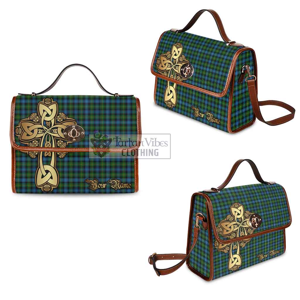 Tartan Vibes Clothing Dyce Tartan Waterproof Canvas Bag Golden Thistle Celtic Cross Style