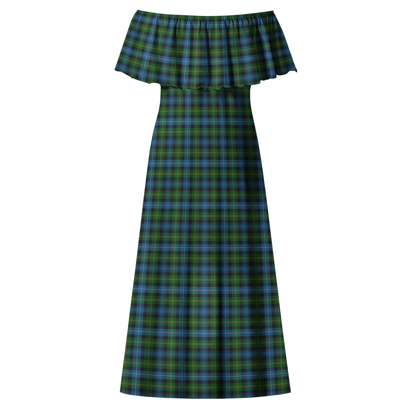 Dyce Tartan Off Shoulder Long Dress - Tartanvibesclothing