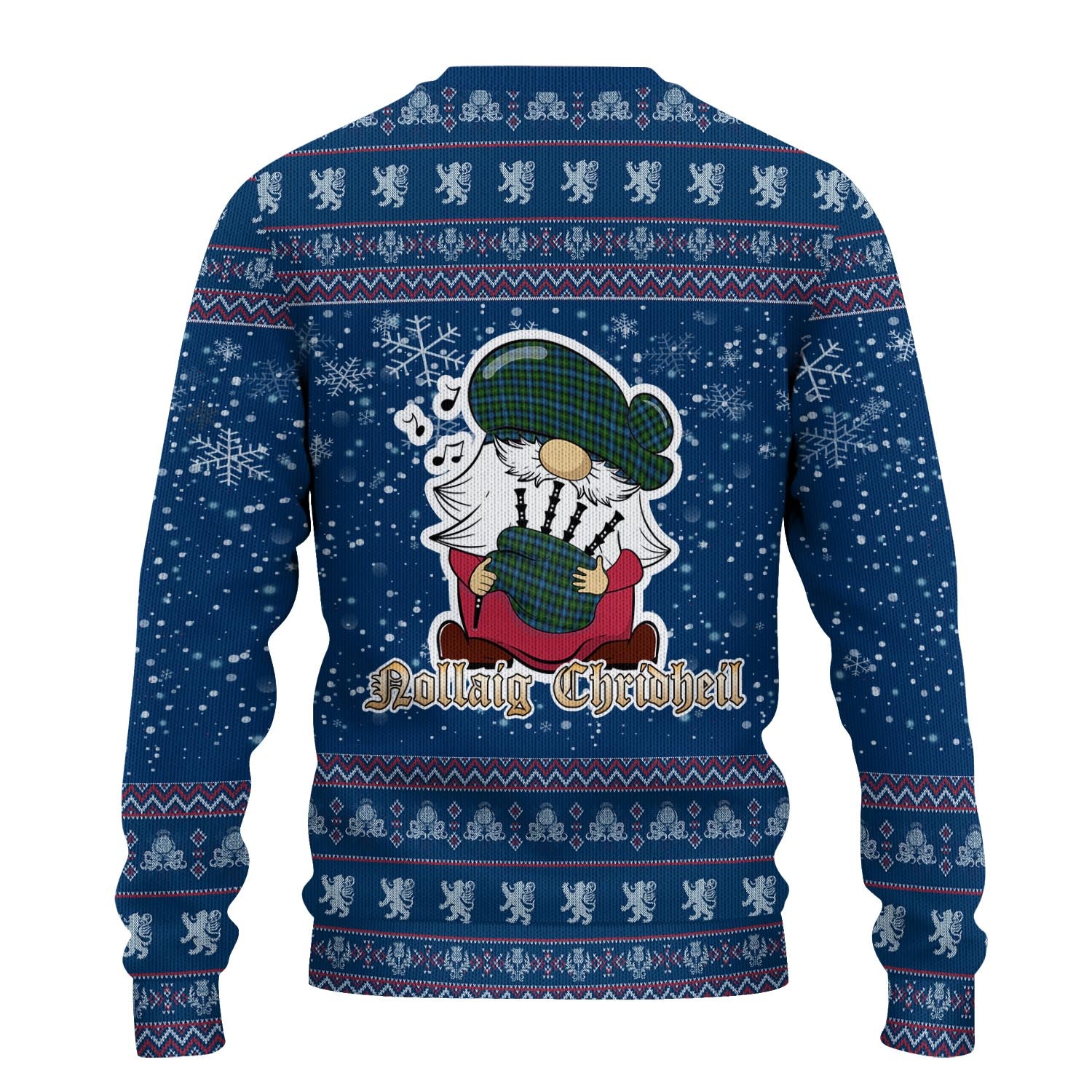 Dyce Clan Christmas Family Knitted Sweater with Funny Gnome Playing Bagpipes - Tartanvibesclothing