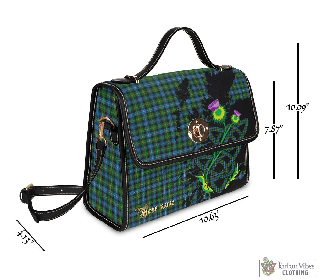 Tartan Vibes Clothing Dyce Tartan Waterproof Canvas Bag with Scotland Map and Thistle Celtic Accents