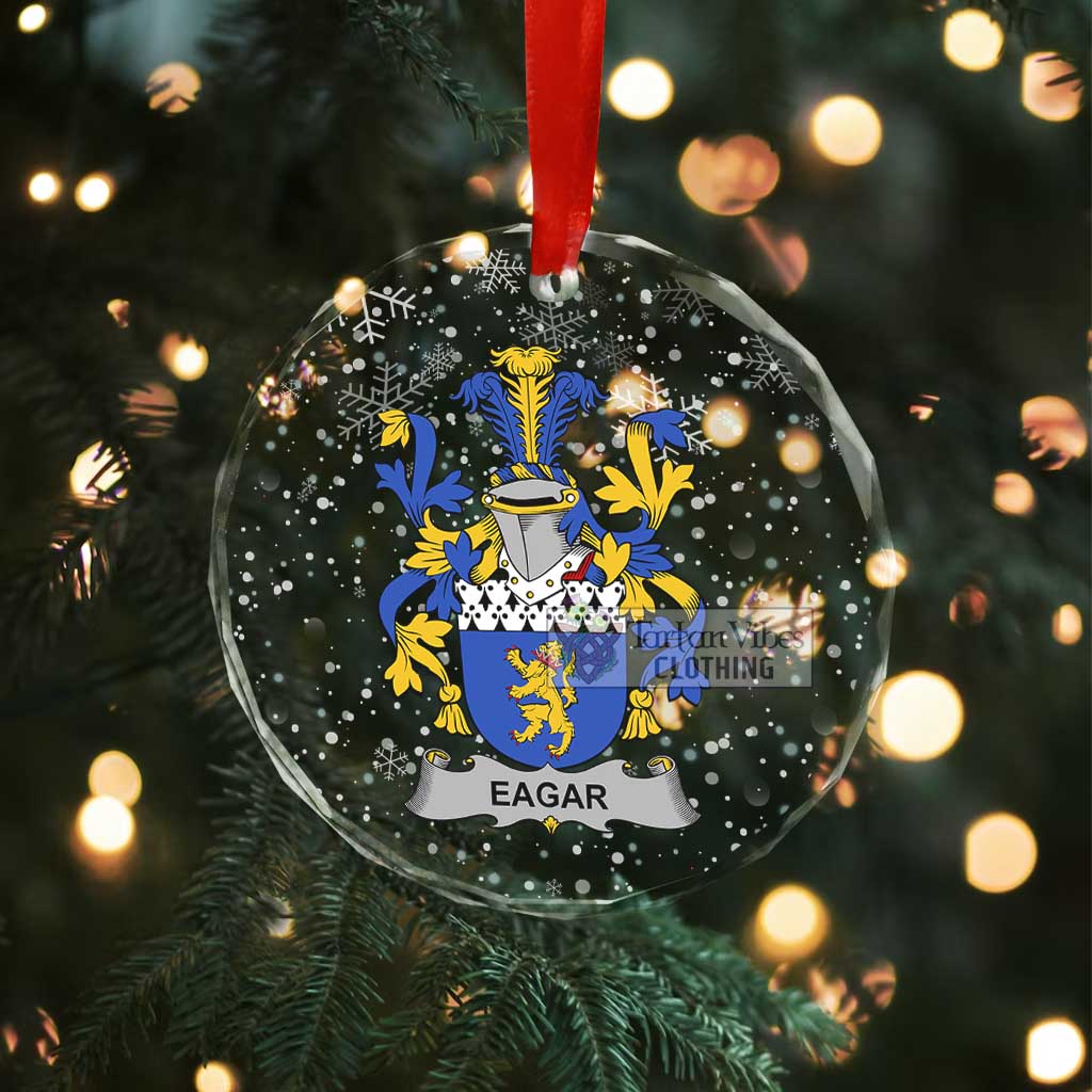 Tartan Vibes Clothing Eagar Irish Clan Christmas Glass Ornament with Coat of Arms