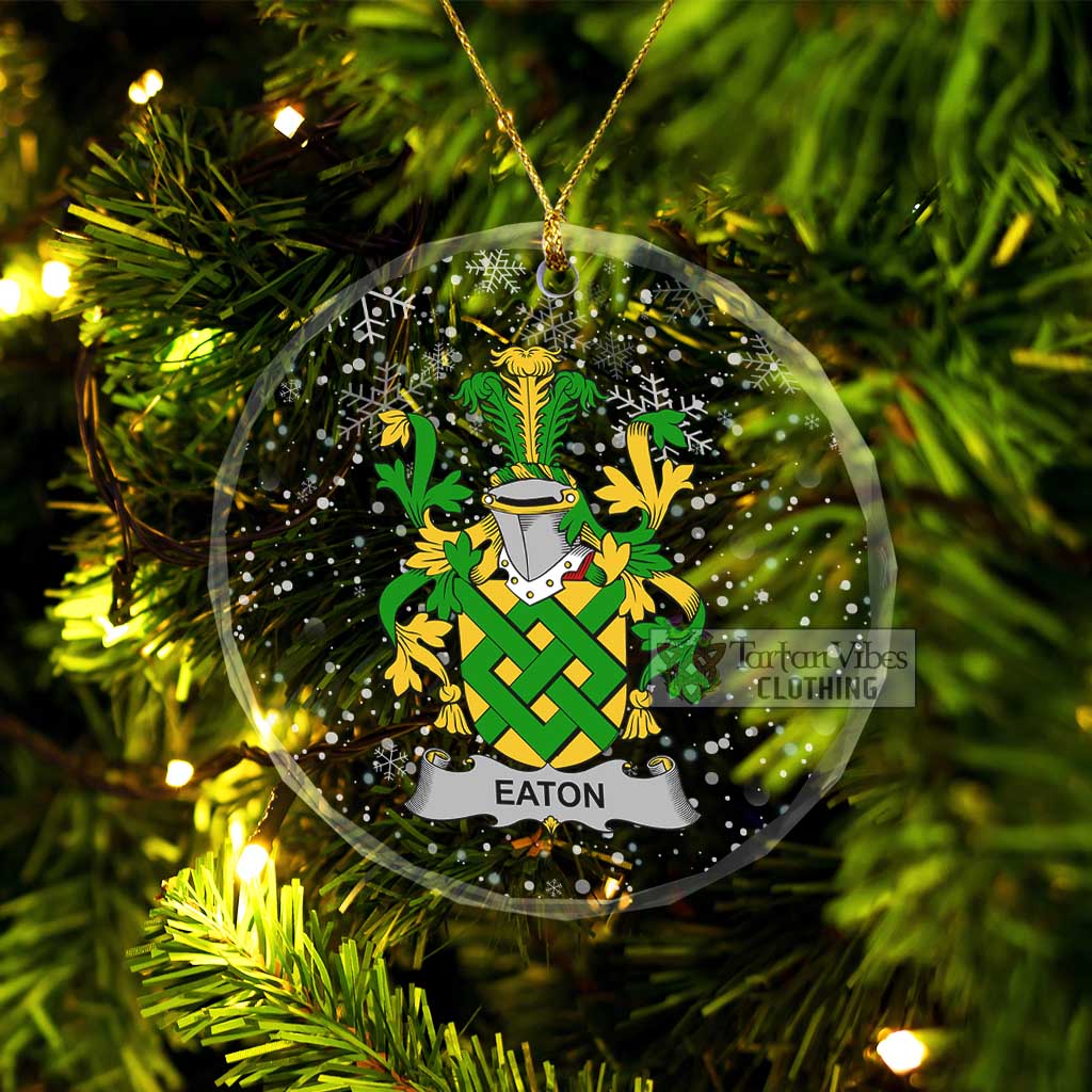 Tartan Vibes Clothing Eaton Irish Clan Christmas Glass Ornament with Coat of Arms