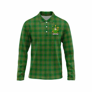 Eaton Irish Clan Tartan Long Sleeve Polo Shirt with Coat of Arms