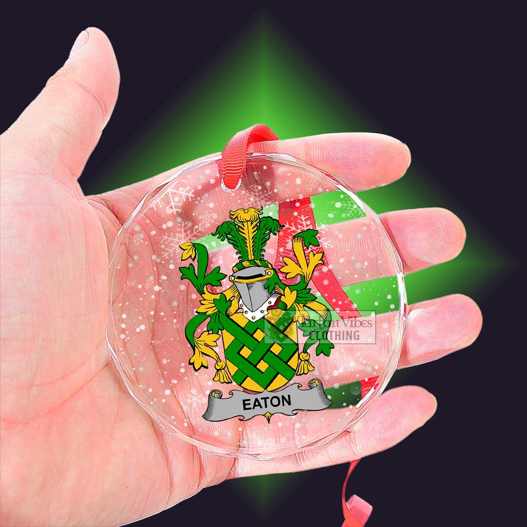 Tartan Vibes Clothing Eaton Irish Clan Christmas Glass Ornament with Coat of Arms