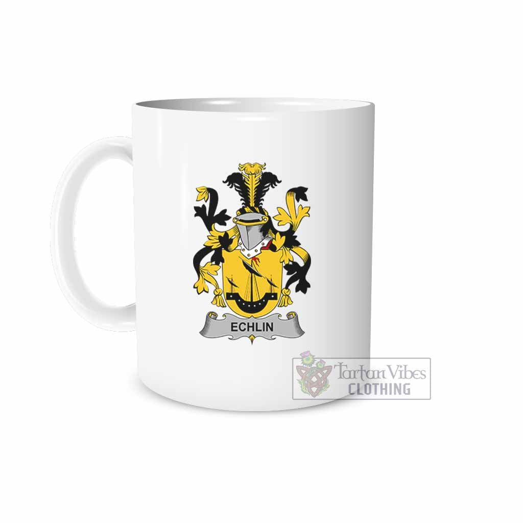 Echlin Irish Clan Coat of Arms Ceramic Mug White - 2D-tartanvibesclothing