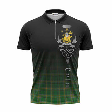 Echlin Irish Clan Zipper Polo Shirt with Coat of Arms Erin Go Bragh Celtic Inspired Unisex - Tartan Vibes Clothing