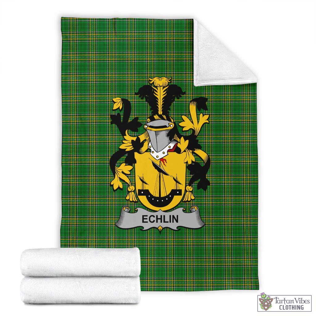 Echlin Irish Clan Tartan Blanket with Coat of Arms X-Large 59 x 79 inches 150 x 200 cm - Tartan Vibes Clothing