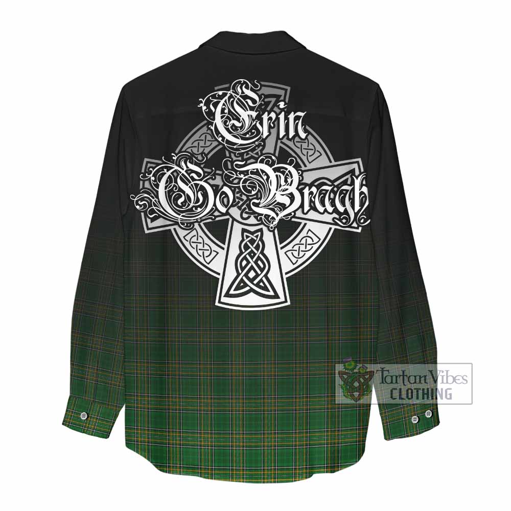 Echlin Irish Clan Women's Casual Shirt with Coat of Arms Erin Go Bragh Celtic Inspired - Tartan Vibes Clothing
