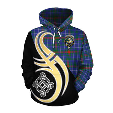 Edmonstone Tartan Cotton Hoodie with Family Crest and Celtic Symbol Style Pullover Hoodie XS - Tartan Vibes Clothing