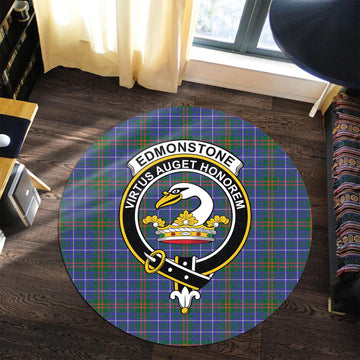 Edmonstone Tartan Round Rug with Family Crest Premium Round Rug - Tartan Vibes Clothing