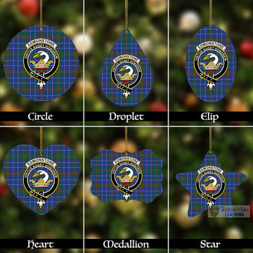 Edmonstone Tartan Christmas Aluminium Ornament with Family Crest