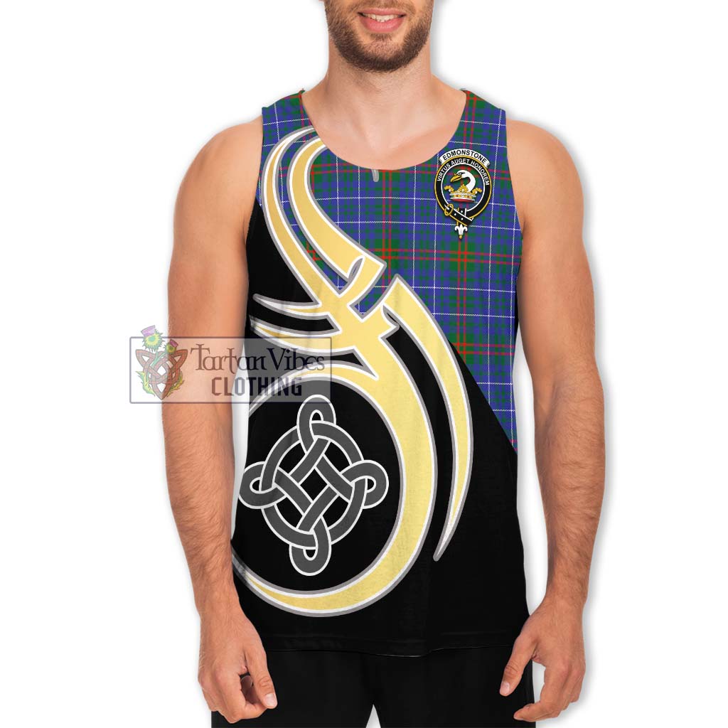 Edmonstone Tartan Men's Tank Top with Family Crest and Celtic Symbol Style Men - Tartan Vibes Clothing