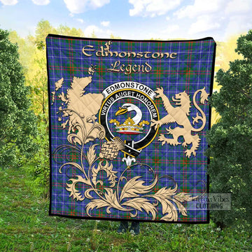 Edmonstone Tartan Quilt with Family Crest and Scottish Symbol Style