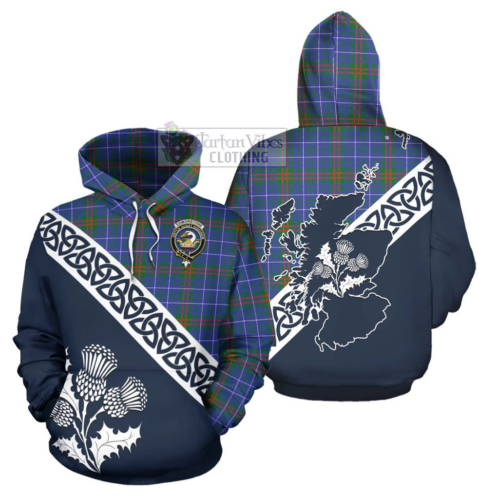 Tartan Vibes Clothing Edmonstone Tartan Hoodie Featuring Thistle and Scotland Map