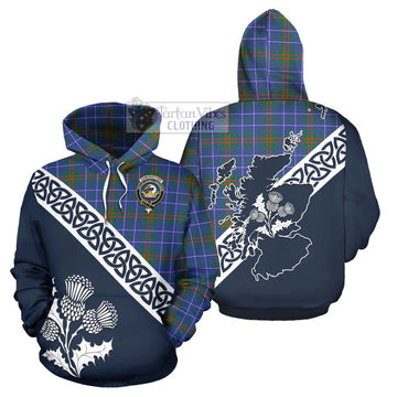 Edmonstone Tartan Hoodie Featuring Thistle and Scotland Map