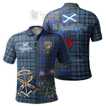 Edmonstone Tartan Polo Shirt Happy St. Andrew's Day Half Tartan Style