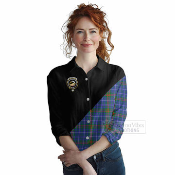 Edmonstone Tartan Women's Casual Shirt with Family Crest and Military Logo Style