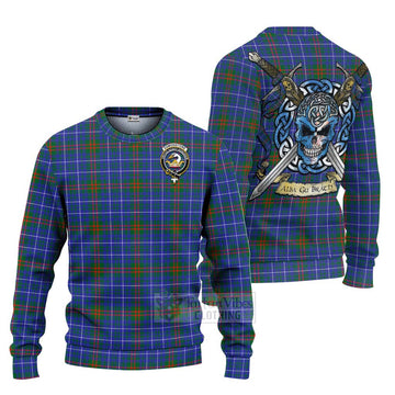 Edmonstone Tartan Ugly Sweater with Family Crest Celtic Skull Style Unisex - Tartan Vibes Clothing