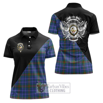 Edmonstone Tartan Women's Polo Shirt with Family Crest and Military Logo Style