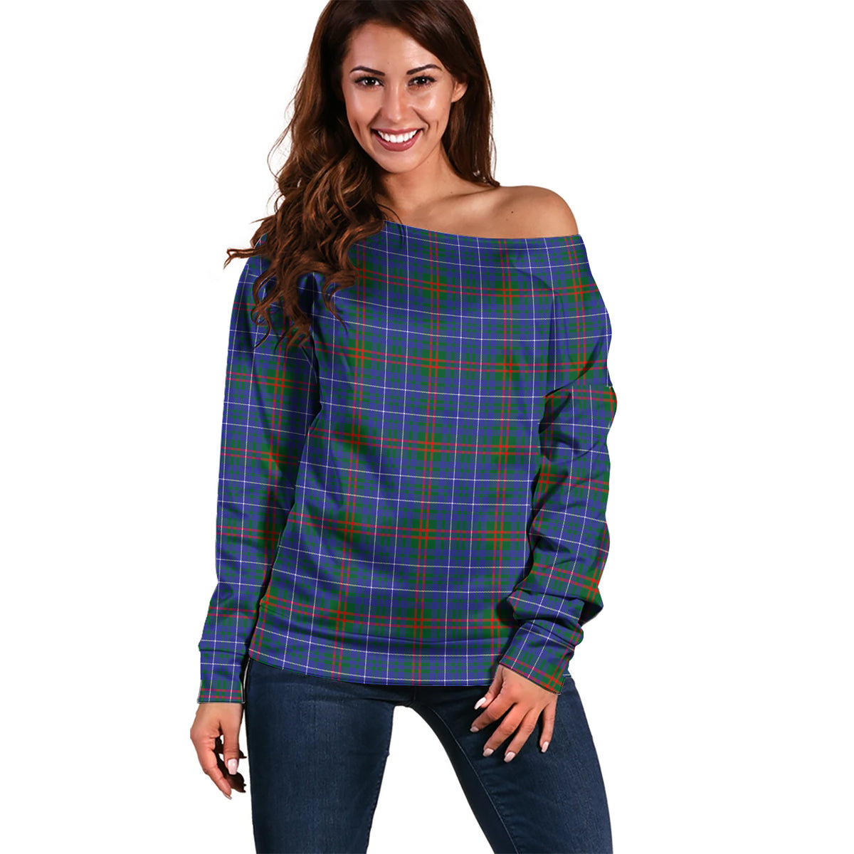 Edmonstone Tartan Off Shoulder Women Sweater Women - Tartan Vibes Clothing